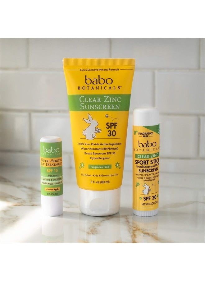 Babo Botanicals - Zinc Sunscreen Lotion SPF 30 with 100% Mineral Actives, Non-Greasy, Water-Resistant, Fragrance-Free, Vegan, For Babies, Kids or Sensitive Skin, Clear, 3 Fl Oz - Image 1