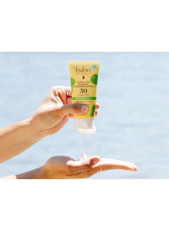 Babo Botanicals لوشن واقي من الشمس بالزنك بعامل حماية من الشمس 30 مع 100% من العناصر المعدنية النشطة، غير دهني، مقاوم للماء، خالٍ من العطور، نباتي، للأطفال أو البشرة الحساسة، شفاف، 3 أونصة سائلة - Image 5