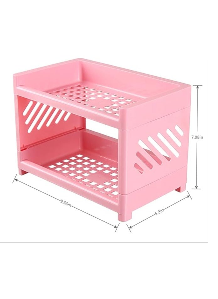 Arabest Desk Storage Rack, Desk Organizer Shelf Top Shelf Stand Plastic Bathroom Countertop Organizer Corner Shelf Bedroom Storage Tray Storage Shelf Storage Box Toiletries  - Image 3