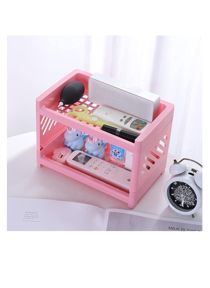 Arabest Desk Storage Rack, Desk Organizer Shelf Top Shelf Stand Plastic Bathroom Countertop Organizer Corner Shelf Bedroom Storage Tray Storage Shelf Storage Box Toiletries  - Image 5
