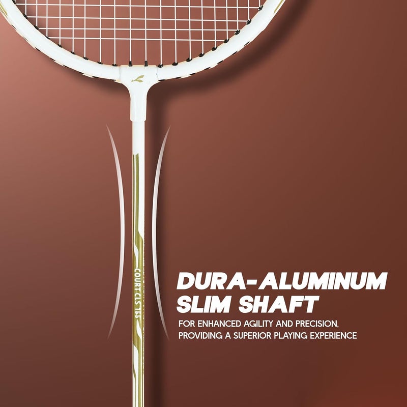 KONEX Aluminium Badminton Racquet | Optimized String Tension, Ergonomic Grip & Durable Frame | Full Cover Included - White (Pack of 2) - Image 3