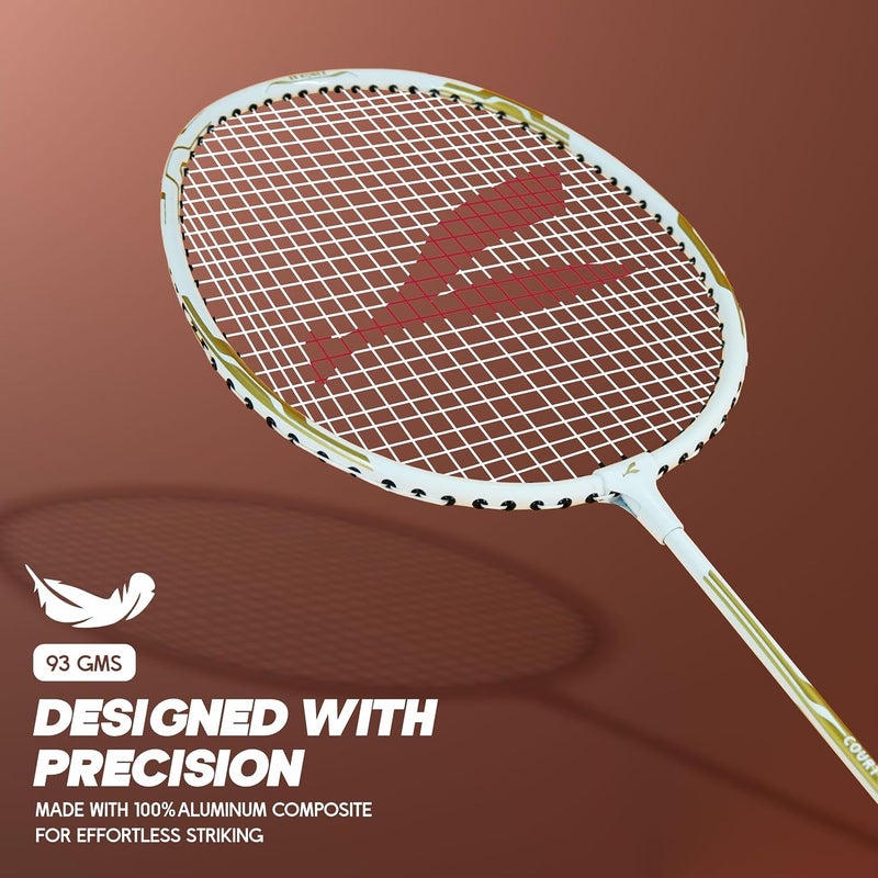 KONEX Aluminium Badminton Racquet | Optimized String Tension, Ergonomic Grip & Durable Frame | Full Cover Included - White (Pack of 2) - Image 2