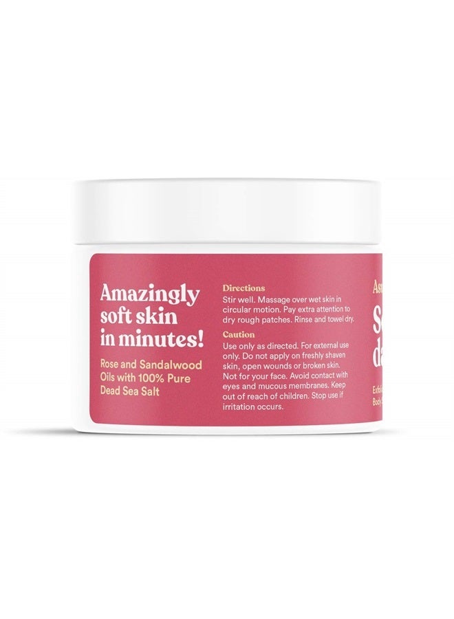 Asutra Dead Sea Salt Body Scrub Exfoliator (Sensual Rose), NEW BIGGER 16 oz Size | Ultra Hydrating, Gentle, & Moisturizing | Coconut, Rose, and Sandalwood Oils | Includes Wooden Spoon - Image 2