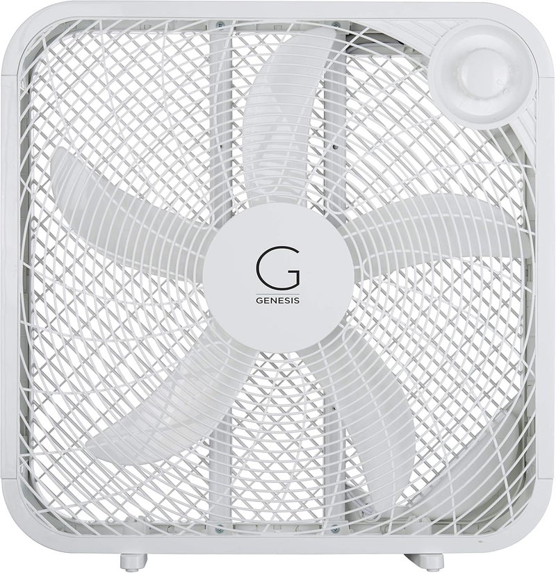 GENESIS مروحة صندوقية 20 بوصة، 3 إعدادات، تقنية التبريد القصوى، مقبض حمل، بيضاء (G20BOX-WHT) - Image 1