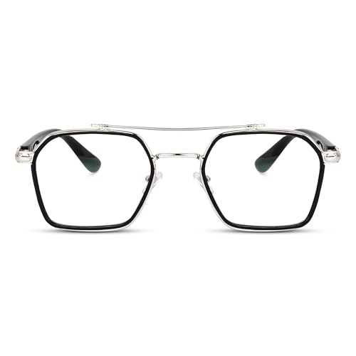IFLASH Zero Power Computer Bluelight Blocking Glasses For Men and Women | Blue Cut Computer Glasses | Anti Glare, Lightweight & Blocks Harmful Rays | Full Rim Square Glasses (Silver - Clear) - Image 2