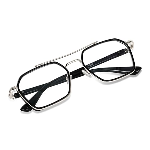 IFLASH Zero Power Computer Bluelight Blocking Glasses For Men and Women | Blue Cut Computer Glasses | Anti Glare, Lightweight & Blocks Harmful Rays | Full Rim Square Glasses (Silver - Clear) - Image 3