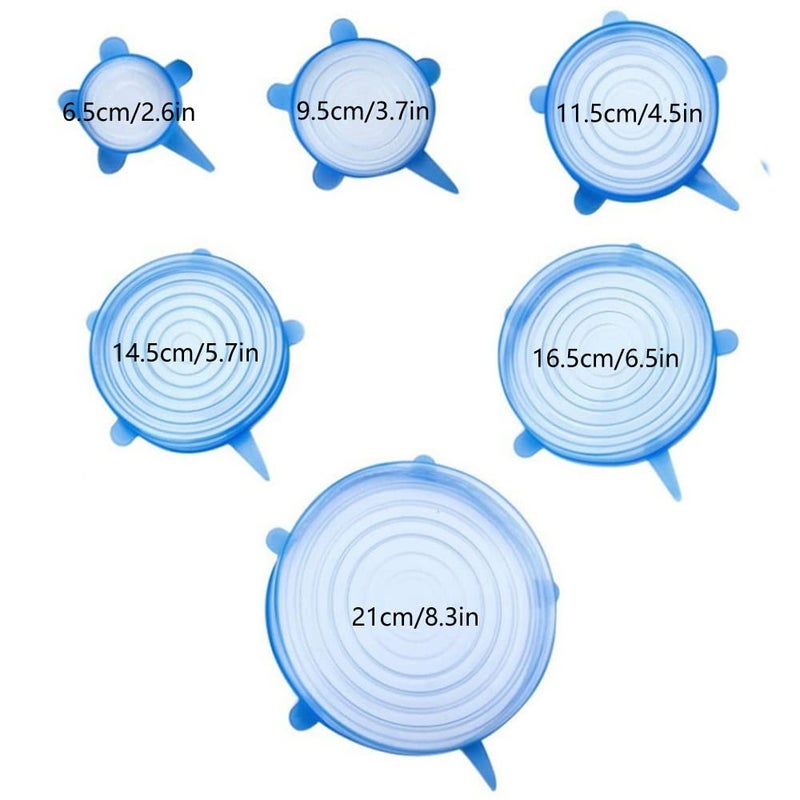 JYYHSF 12 pcs Silicone Stretch lids set, 6 Sizes, Reusable Food Storage Covers ，Silicone Bowl Covers，Flexible to Fit All Shape of Containers, Food Cover to Keep Food Fresh (blue,yellow)  - Image 2
