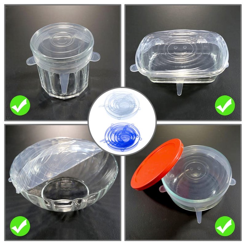 JYYHSF 12 pcs Silicone Stretch lids set, 6 Sizes, Reusable Food Storage Covers ，Silicone Bowl Covers，Flexible to Fit All Shape of Containers, Food Cover to Keep Food Fresh (blue,yellow)  - Image 5