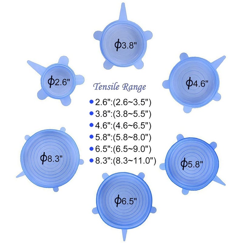 JYYHSF 12 pcs Silicone Stretch lids set, 6 Sizes, Reusable Food Storage Covers ，Silicone Bowl Covers，Flexible to Fit All Shape of Containers, Food Cover to Keep Food Fresh (blue,yellow)  - Image 3