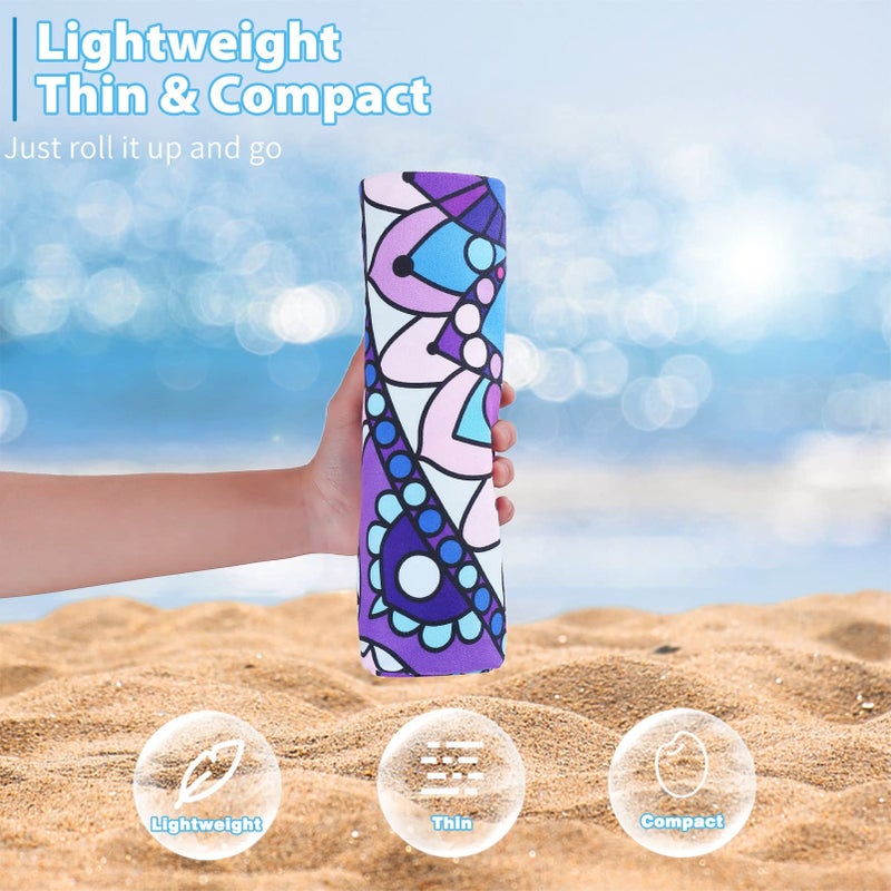 TwoYek Microfiber Sand Free Beach Towel Thin Quick Dry Super Absorbent Oversized Large Lightweight Towels for Travel Sports Pool Swimming Bath Camping Yoga Girls Women Adults - Image 2