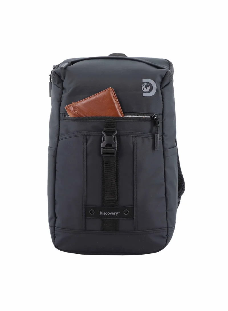 ديسكفري Discovery SHIELD RPET Polyester Top Zip Open Laptop Backpack Black with Tablet Compartment, Casual Backpack 30L Large Capacity Laptop Bag Water-Resistant,Multi-pocket School Travel Business Bag