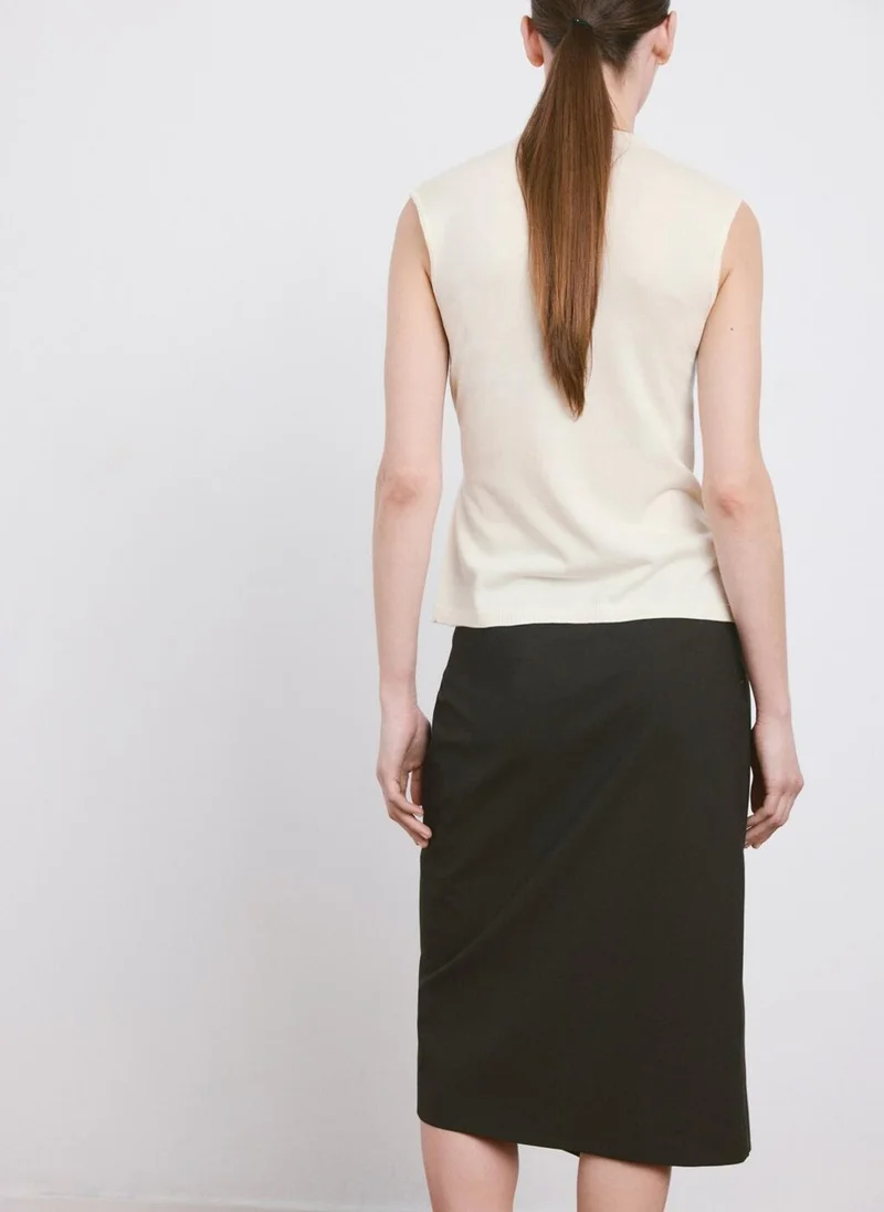 MANGO Side gathered knitted top