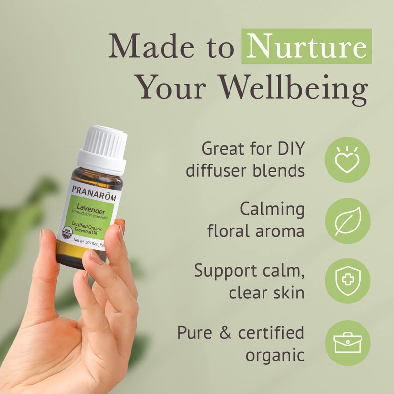 Pranarom USDA Certified Organic Lavender Essential Oil (15ml), 100% Pure Undiluted Therapeutic Grade from French Alps for Aromatherapy, Diffuser, Healthy Skin & Hair, Massage, Relaxation - Image 5