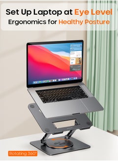 PEGANT PEGANT Rotating Laptop Stand for Desk, 360° Adjustable Ergonomic Portable Foldable Aluminum 10-16" Laptop Organizer, Lightweight Notebook Holder for Home Office Travel, Compatible with MacBook Dell HP  - Image 4
