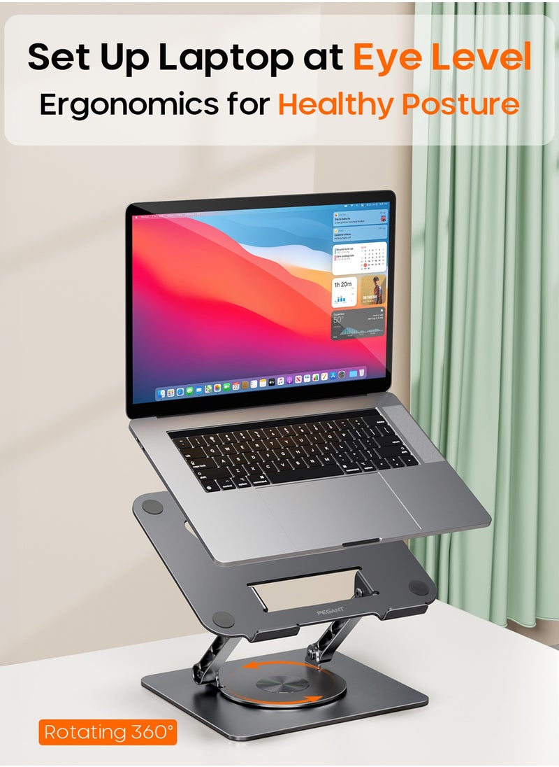 PEGANT PEGANT Rotating Laptop Stand for Desk, 360° Adjustable Ergonomic Portable Foldable Aluminum 10-16" Laptop Organizer, Lightweight Notebook Holder for Home Office Travel, Compatible with MacBook Dell HP  - Image 4
