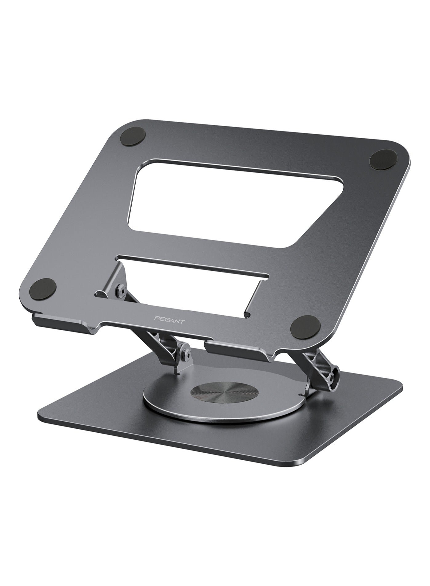 PEGANT Rotating Laptop Stand for Desk, 360° Adjustable Ergonomic Portable Foldable Aluminum 10-16" Laptop Organizer, Lightweight Notebook Holder for Home Office Travel, Compatible with MacBook Dell HP