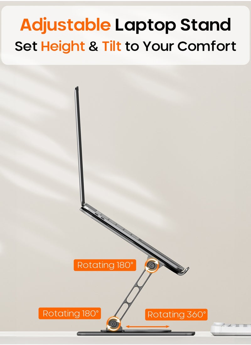 PEGANT PEGANT Rotating Laptop Stand for Desk, 360° Adjustable Ergonomic Portable Foldable Aluminum 10-16" Laptop Organizer, Lightweight Notebook Holder for Home Office Travel, Compatible with MacBook Dell HP  - Image 3
