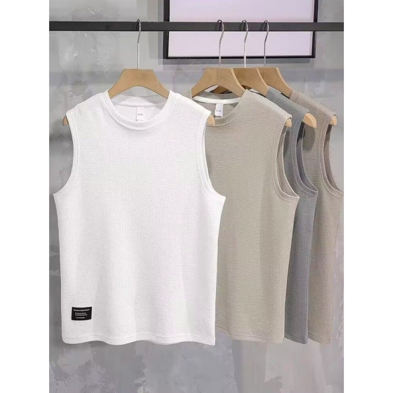 Summer Sleeveless Mens Slim Fit Korean Style Tank Top Dark gray