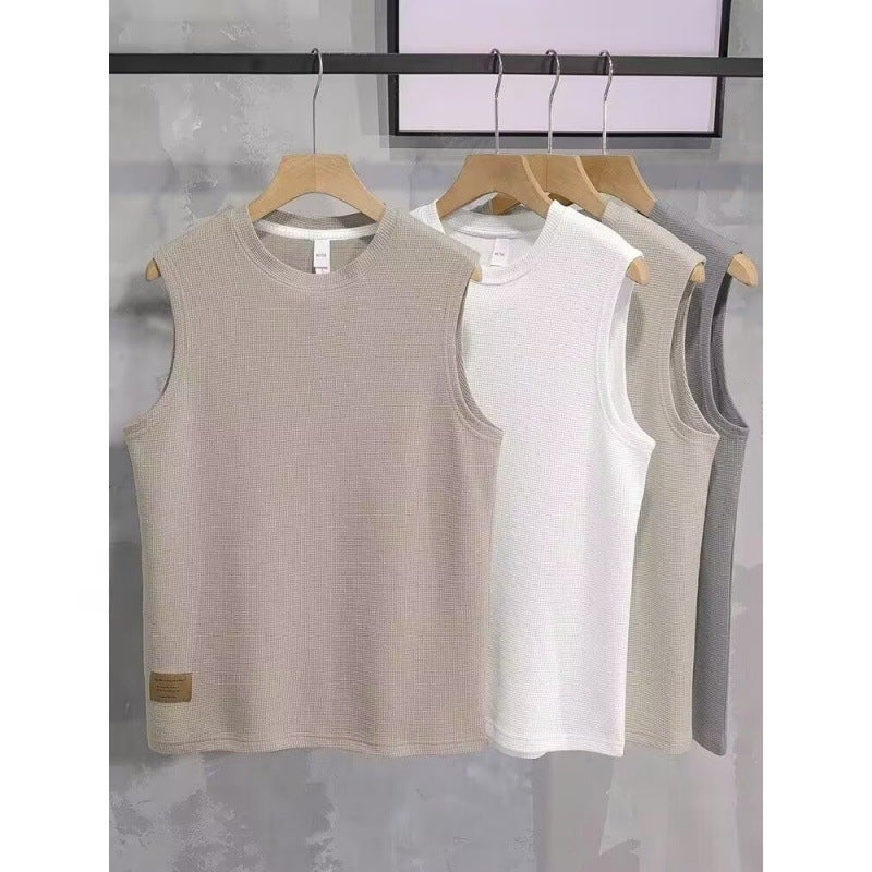 Summer Sleeveless Mens Slim Fit Korean Style Tank Top Dark gray
