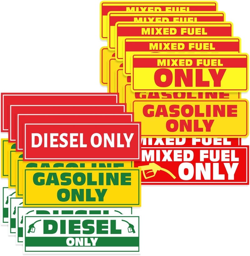 RABOWA Only Gasoline Mixed Fuel Vinyl Stickers Pack 27Pcs Weather Resistant Labels for Vehicles Equipment Garage Use Bumper Wall Decoration Hard Hat Water Bottles - Image 1
