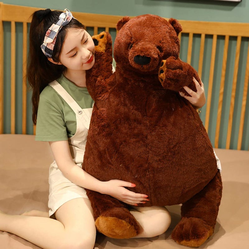 SNOWOLF Djungelskog Bear Giant Simulation 100 cm Bear Toy Stuffed Animal Plush Doll Huge Cuddly Dark Brown Teddy Bear for Home Decoration Valentine's Birthday Gift, 39.3 in/100 cm - Image 2
