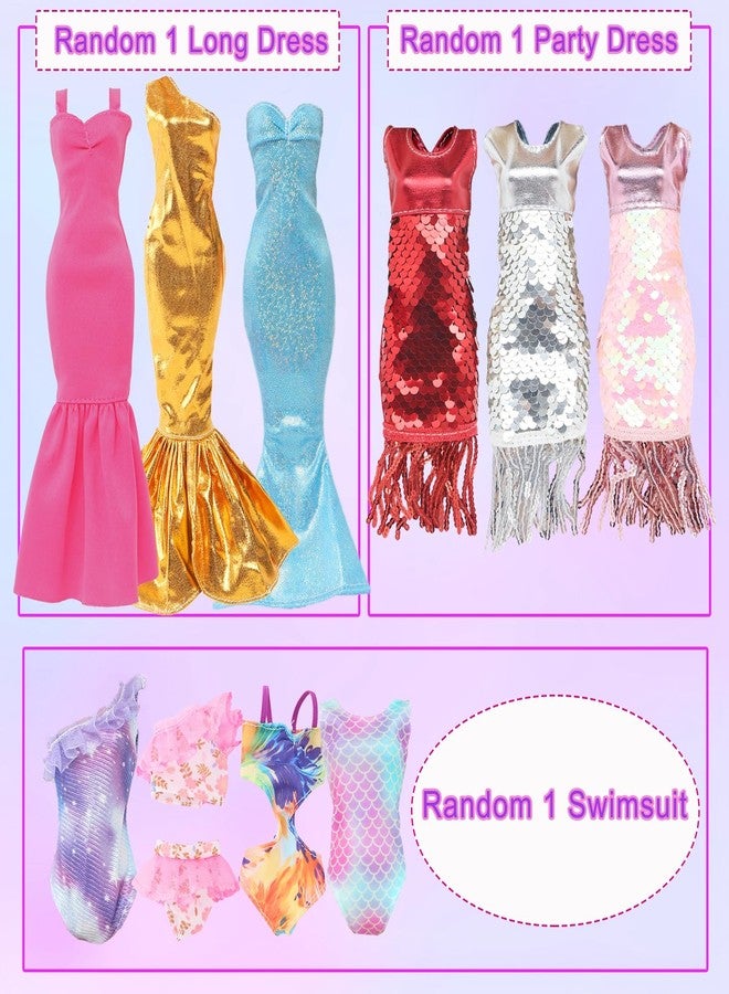 BLIJOLA 34Pcs Fashion Doll Clothes Sets for 11.5 inch Girl Doll Including 4 Casual Dresses 5 Daily Slip Dresses 2 Tops and Pants Outfits 1 Sequins Dress 1 Party Dress 1 Swimsuit with 10 Shoes & 10 Accessories - Image 3