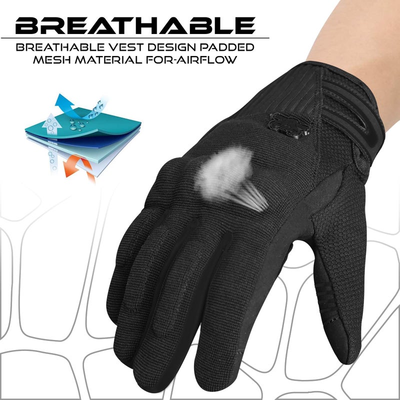 BEAST RAGE Summer Motorcycle Glovesâ€“Breathable Touchscreen Riding Gloves for Men Women, Lightweight Off-Road Racing Guantes with Finger Guards,Non-Slip Grip (Black, L) - Image 4