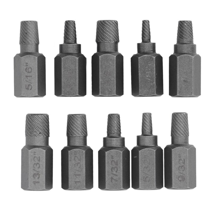 Damaged Screw Extractor 10-Piece Chrome Vanadium Steel Set - Durable Wide Size Range Bolt Extractor Set for Professional Mechanics and DIY Enthusiasts - Image 1