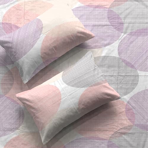 Urban Space 100% Cotton Bedsheet for Double Bed, Serene 200 TC Bedsheet Double Size Bed Cotton with 2 Pillow Cover Floral (88 x 100 inches, Oval Pink) - Image 1