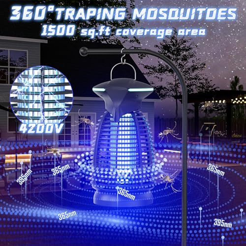 Dovima Electric Bug Zapper Outdoor - 4200V High Voltage Insect Killer Waterproof LED Light for Mosquito Fly Patio Porch Garage Backyard Home Indoor - Image 5