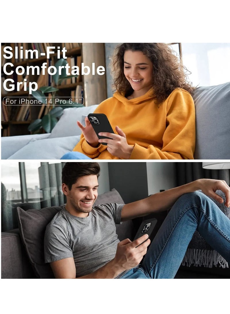 ELTRAZONE Designed for iPhone 14 Pro Max Case with 2 Pack Screen Protector, Liquid Silicone Ultra Slim Shockproof Protective Phone Case with [Soft Anti-Scratch Microfiber Lining], 6.7 inch (Black) - Image 4