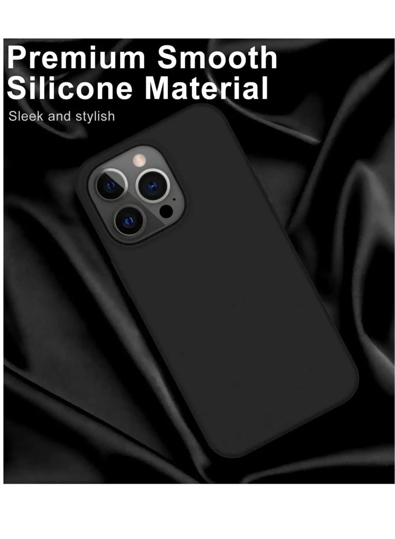 ELTRAZONE Designed for iPhone 14 Pro Max Case with 2 Pack Screen Protector, Liquid Silicone Ultra Slim Shockproof Protective Phone Case with [Soft Anti-Scratch Microfiber Lining], 6.7 inch (Black) - Image 2