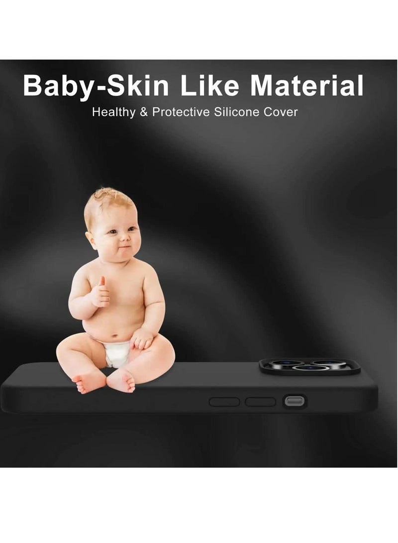 ELTRAZONE Designed for iPhone 14 Pro Max Case with 2 Pack Screen Protector, Liquid Silicone Ultra Slim Shockproof Protective Phone Case with [Soft Anti-Scratch Microfiber Lining], 6.7 inch (Black) - Image 5