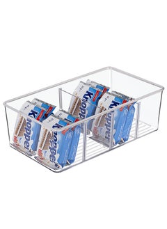 Excefore Food Storage Organizer Bins, Clear Plastic Storage Bins for Pantry, Kitchen, Fridge, and Cabinet Organization, 2 Compartment Holder for Packets, Snacks, Pouches  - Image 1