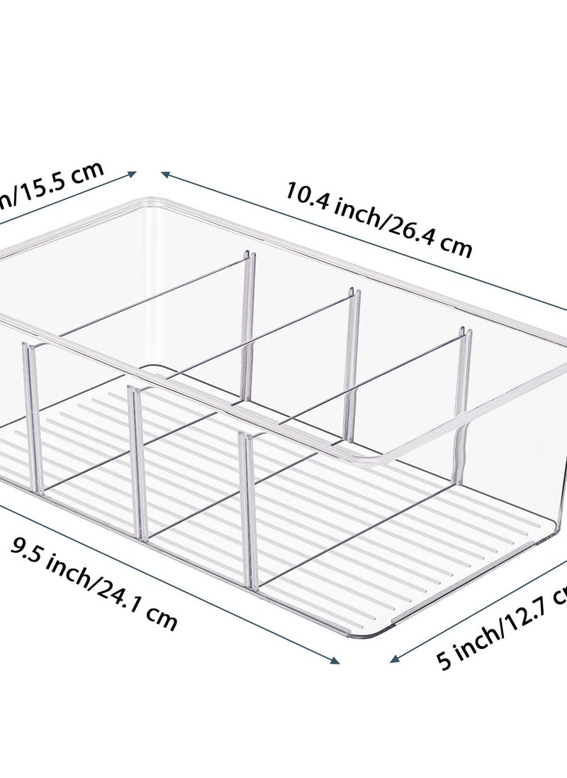 Excefore Food Storage Organizer Bins, Clear Plastic Storage Bins for Pantry, Kitchen, Fridge, and Cabinet Organization, 2 Compartment Holder for Packets, Snacks, Pouches  - Image 2