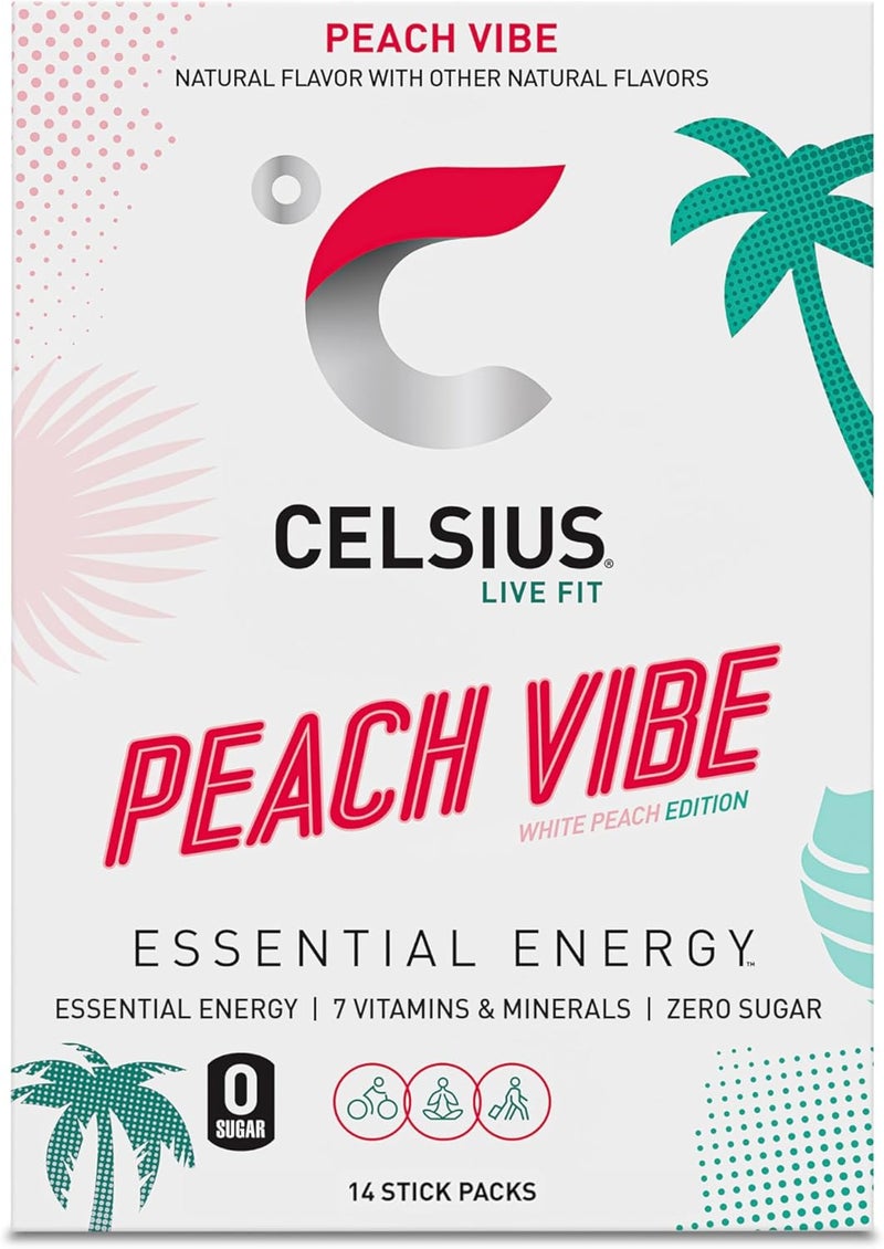 CELSIUS مشروب الطاقة الخالي من السكر CELSIUS On The Go بنكهة الخوخ - 14 عبوة ستيك - Image 5