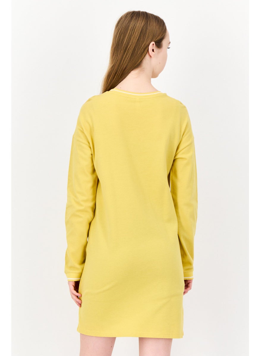 DeFacto Women Textured Casual Mini Dress, Yellow  - Image 2