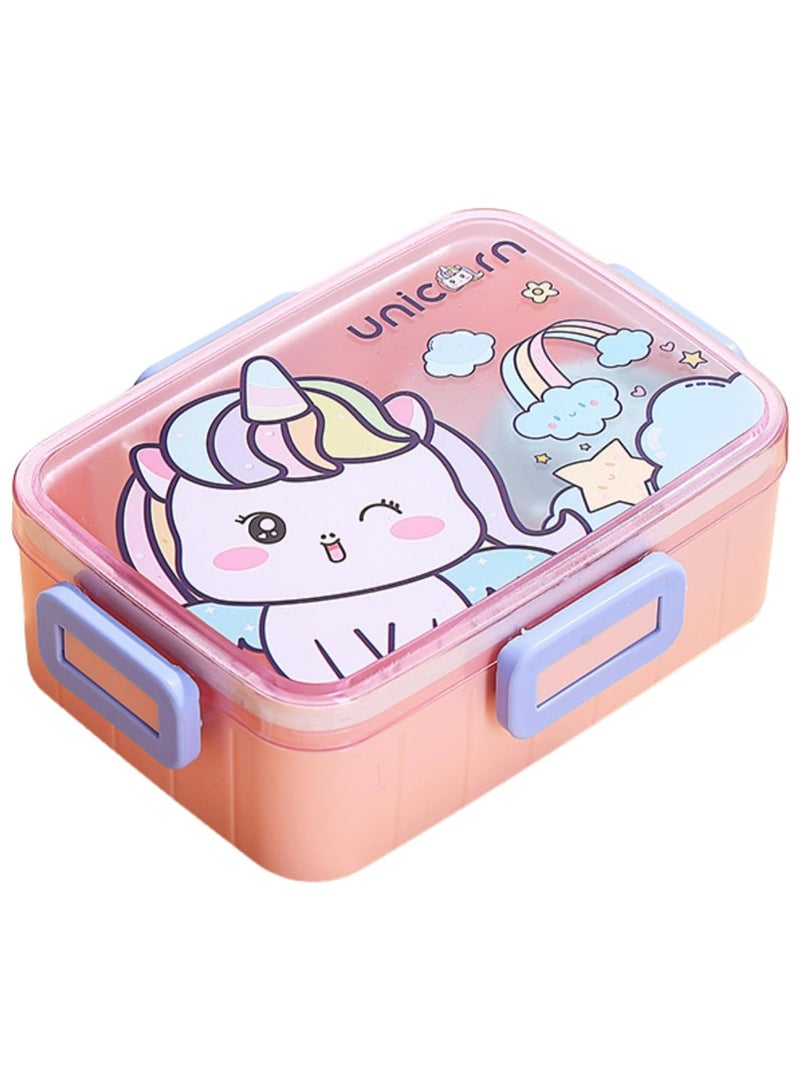 Twisoo Cute Cartoon Pattern Plastic Lunch Box for Kids, BPA-Free Bento Tiffin Box with 2 Compartments, Leakproof Lunch Container with Soup Box & Spoon, Ideal for School & Travel ( Unicorn ) - Image 1