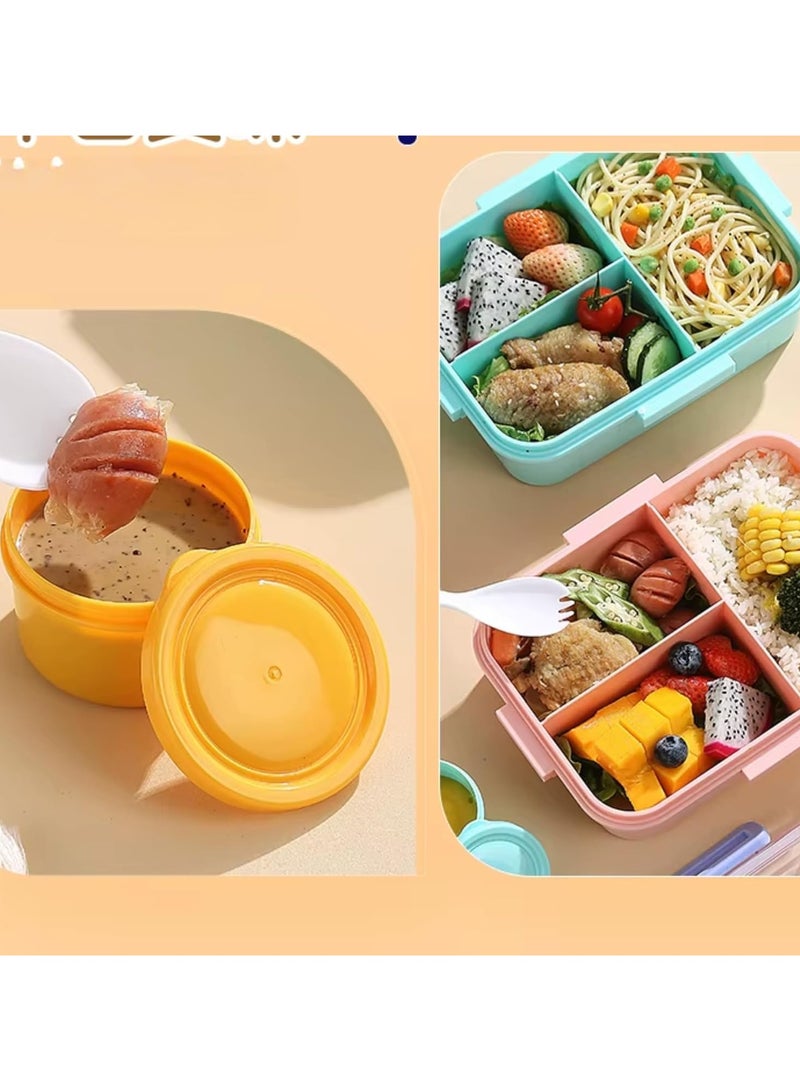 Twisoo Cute Cartoon Pattern Plastic Lunch Box for Kids, BPA-Free Bento Tiffin Box with 2 Compartments, Leakproof Lunch Container with Soup Box & Spoon, Ideal for School & Travel ( Unicorn ) - Image 3