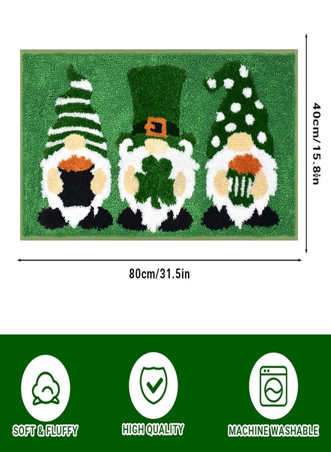 Vanleonet St Patricks Day Rug, Gnome Decorations St Patricks Day Mat for Bathroom Decor, Ideal Comfort Nonslip Doormats Rug Shower Bedroom Decor Gift 32x16 Inches - Image 2