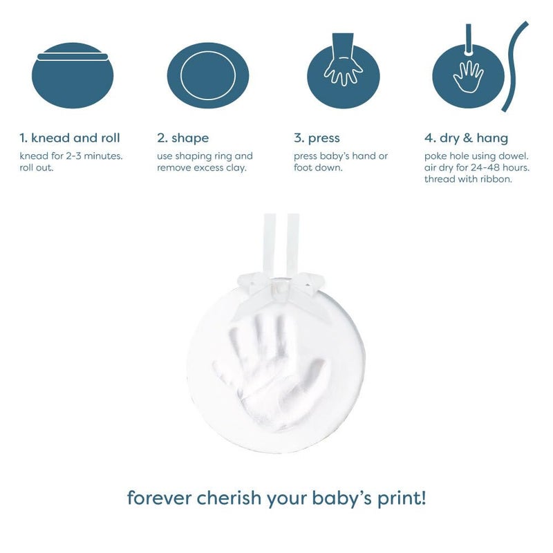 Reece Studio Baby’s Handprint Christmas Keepsake Kit Ornament, DIY Clay Newborn Footprint and Handprint Maker, Gender-Neutral Gift For New And Expecting Parents, White - Image 4