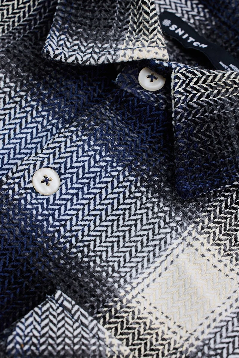 SNITCH Blue Checks Relaxed Fit Overshirt