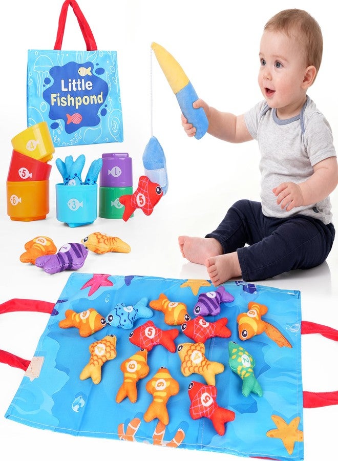 Visivessel Fishing Game for Toddlers 1-3, Montessori Fishing Toy Set with 29PCS Cloth Fish & Stacking Cups, Educational Toys for Number & Color Sorting, Birthday Gifts for 1 2 3 Year Old Boys Girls - Image 1
