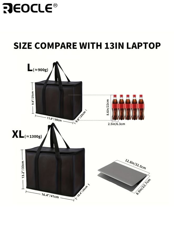 ريوكل حقيبة بقالة معزولة كبيرة حقيبة تبريد محمولة للأطعمة الساخنة والباردة حقائب حفظ الطازج حقيبة تسوق قابلة للطي مثالية للتوصيل السفر التخييم النزهة مقاس ١٦.١٤×٩.٠٦×١٢.٩٩ بوصة - Image 5
