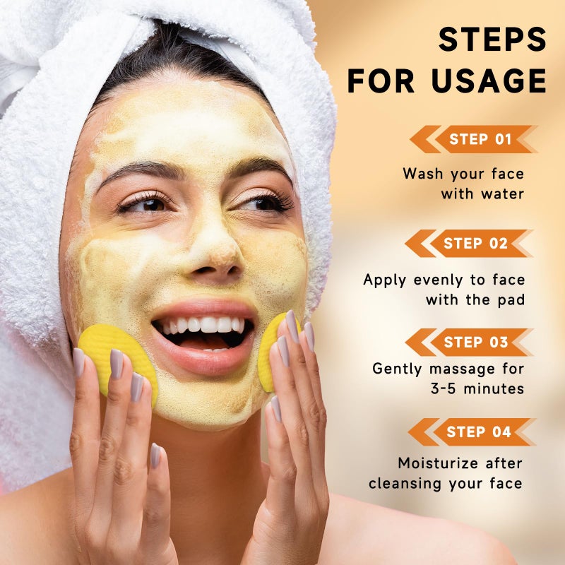 Pumkot Turmeric Kojic Acid Cleansing Pads, Turmeric Face Scrub Pads Enriched with Kojic Acid, 60PCS - Image 5