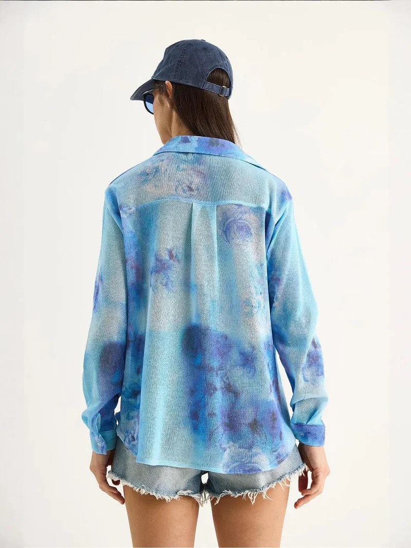Bianco Lucci  LUCCI Textured Flower Print Button-Up Shirt for Women | Best Price UAE