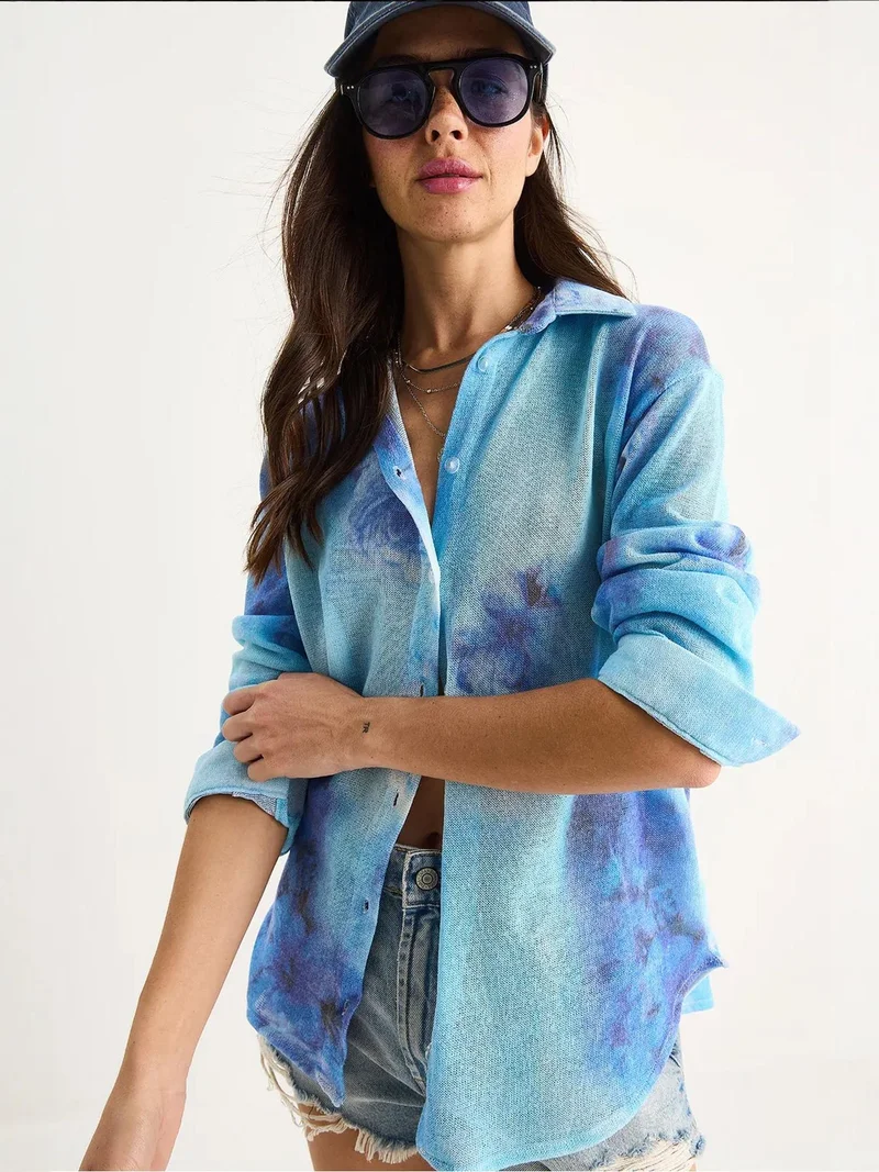 Bianco Lucci  LUCCI Textured Flower Print Button-Up Shirt for Women | Best Price UAE