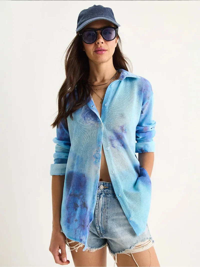 Bianco Lucci  LUCCI Textured Flower Print Button-Up Shirt for Women | Best Price UAE