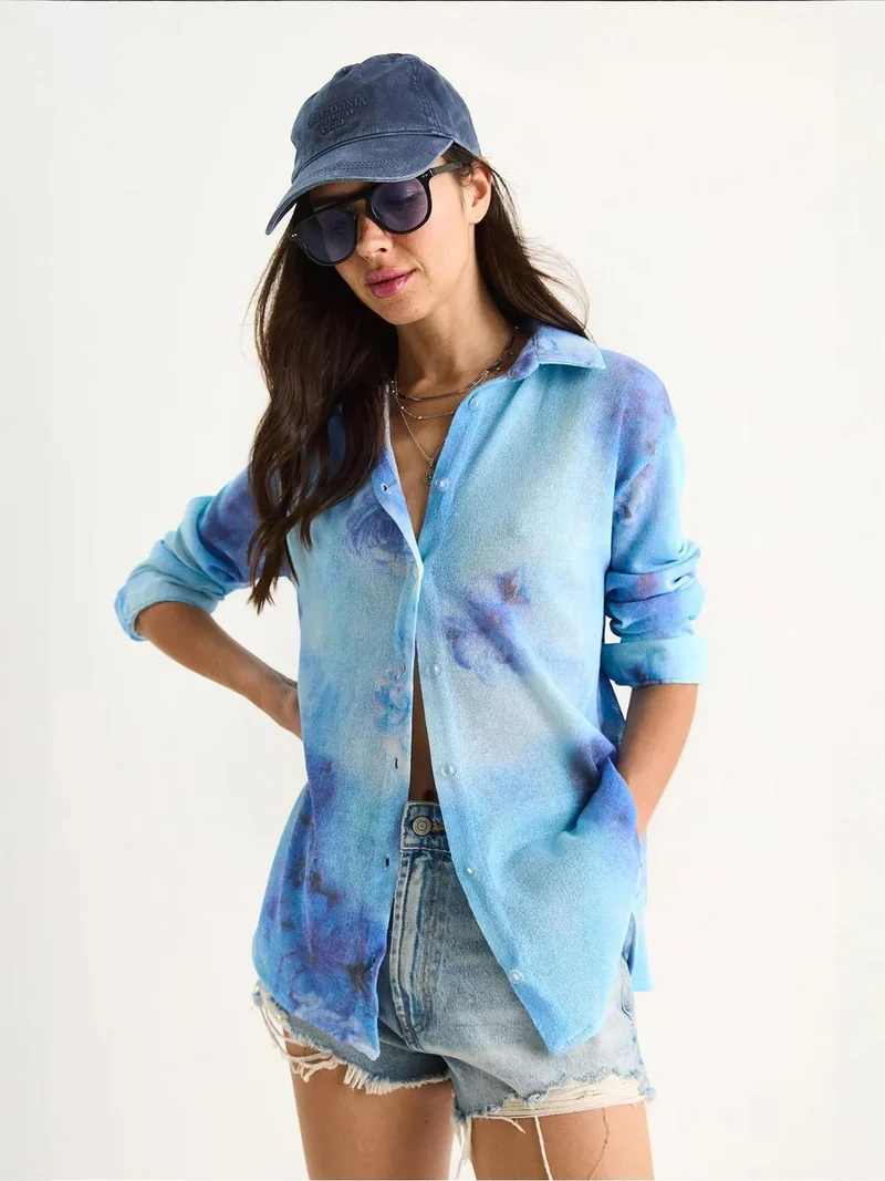 Bianco Lucci  LUCCI Textured Flower Print Button-Up Shirt for Women | Best Price UAE