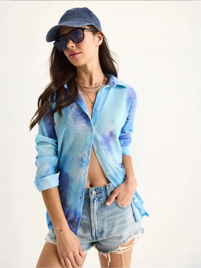 Bianco Lucci  LUCCI Textured Flower Print Button-Up Shirt for Women | Best Price UAE